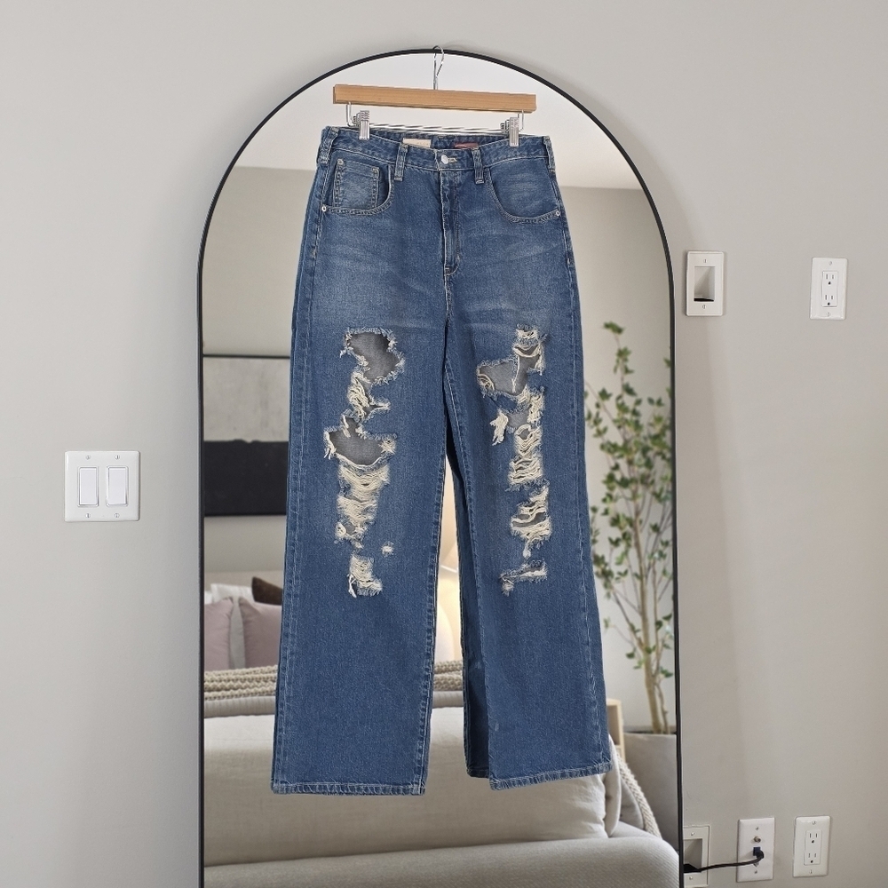 Pilcro Anthropologie The Joey High Rise Distressed Straight Jeans, Size 29 - Picture 5 of 14